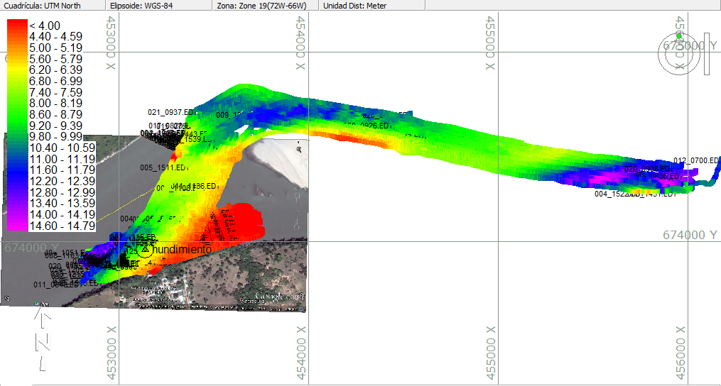 Área total de búsqueda en el río Meta. Área total de búsqueda en el río Meta.