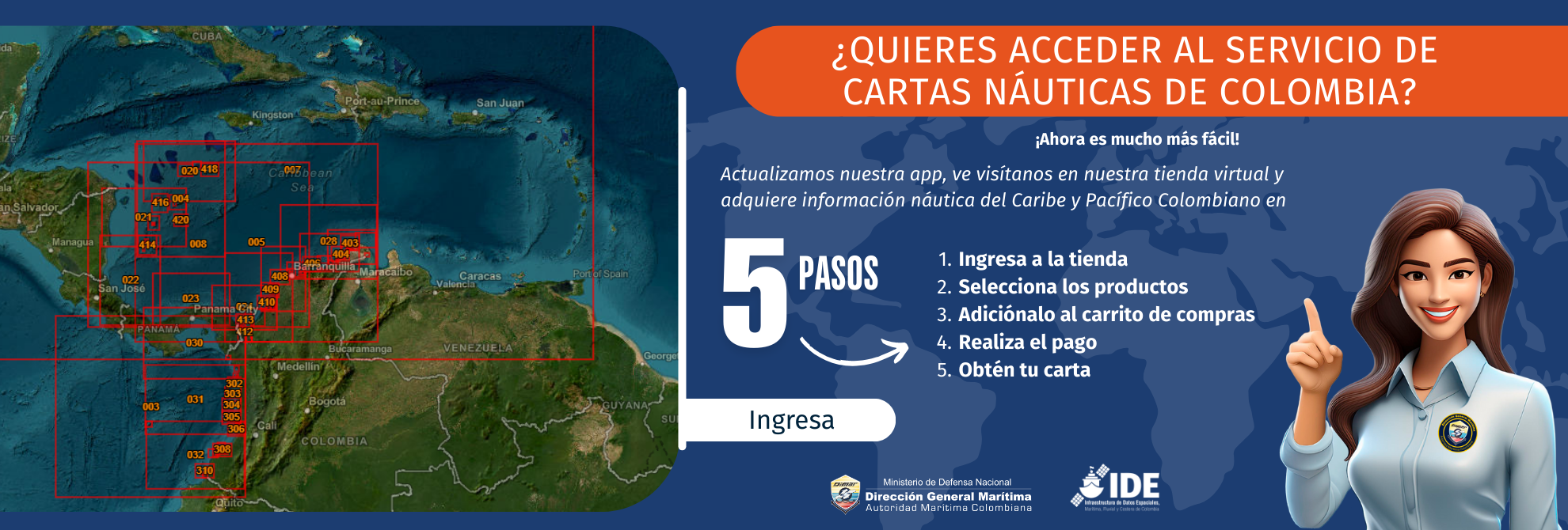 ¿Quieres acceder al servicio de Cartas Náuticas de Colombia?
