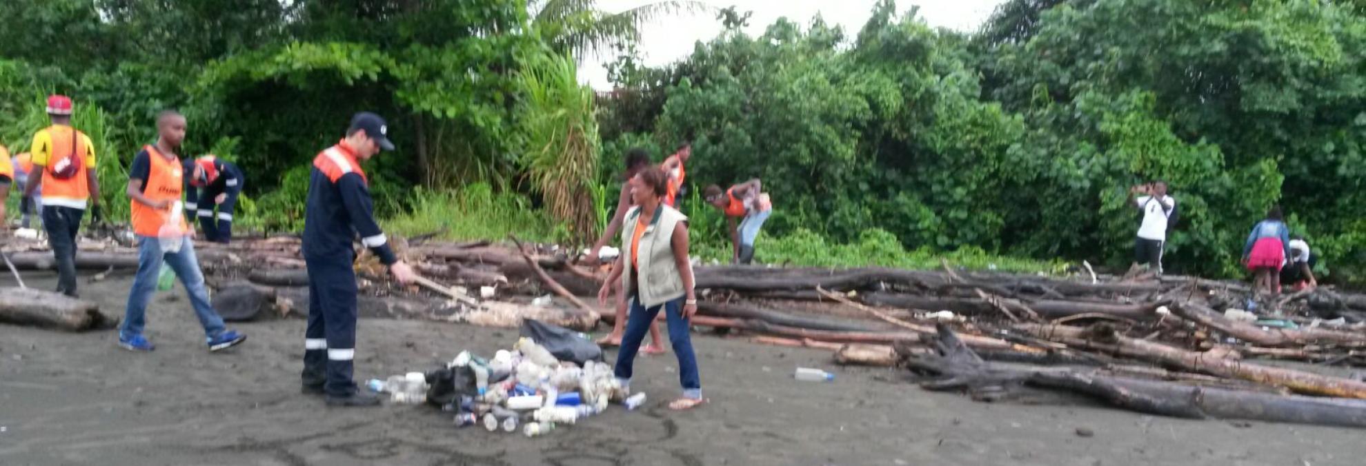 Funcionarios de la Dimar, la Corporación Autónoma Regional del Cauca y alumnos del colegio ‘Normal Superior de Guapi’, en jornad