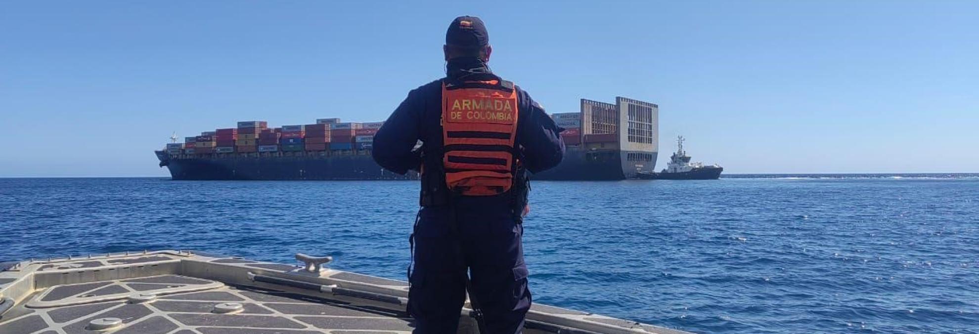 Dimar coordina rescate de buque mercante que quedó a la deriva en aguas colombianas