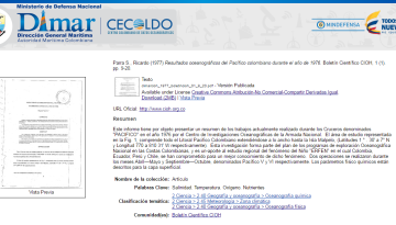 Primer artículo científico publicado por el Centro de Investigaciones Oceanográficas e Hidrográficas (CIOH) en 1977.